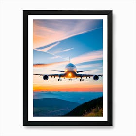 Jumbo Jet Taking Off At Sunset - Reimagined Art Print