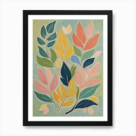 Whimsical Pastel Leaves no2 Art Print