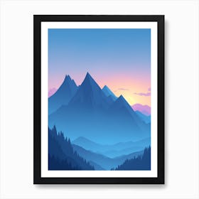 Misty Mountains Vertical Composition In Blue Tone 15 Art Print