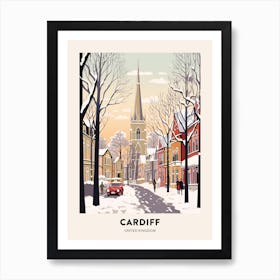 Vintage Winter Travel Poster Cardiff United Kingdom 3 Art Print