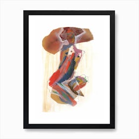 Painted Kiss Collage Woman Egon Schiele Inspired Art Print