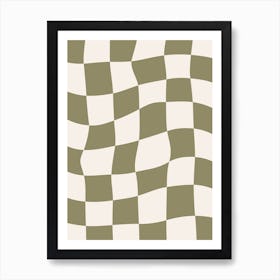 Checkerboard - Olive Green Art Print