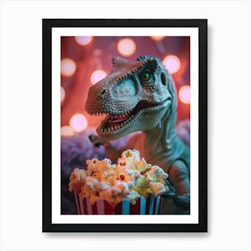 Pastel Toy Dinosaur Eating Popcorn 2 Art Print