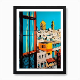 Window View Of Dubai United Arab Emirates In The Style Of Pop Art 4 Art Print