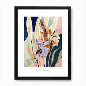 Colourful Flower Illustration Poster Fountain Grass 3 Art Print