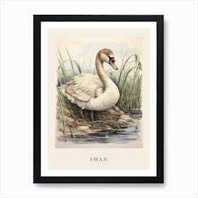 Beatrix Potter Inspired  Animal Watercolour Swan 3 Art Print