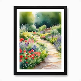 Watercolor Of A Garden Path Art Print