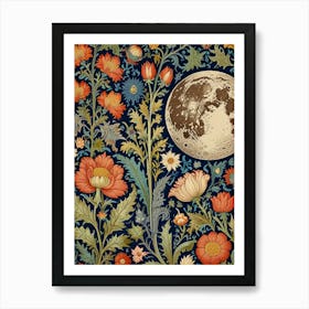 Moon And Flower Style William Morris Art Print