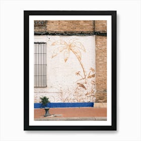 Palm Tree On A Wall // Valencia, Spain, Travel Photography Art Print