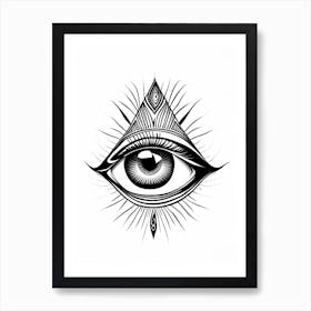 Psychic Abilities, Symbol, Third Eye Simple Black & White Illustration 2 Art Print