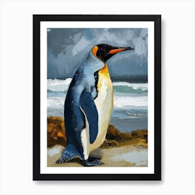 King Penguin Stewart Island Ulva Island Colour Block Painting 3 Art Print