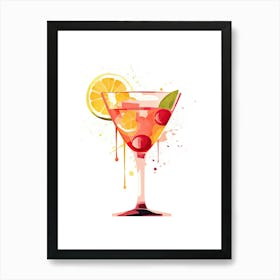 Illustration Sangria Floral Infusion Cocktail 2 Art Print