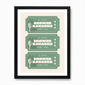 Shower Karaoke - Green Bathroom Art Print