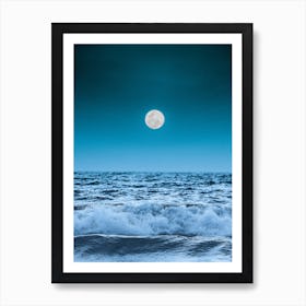 Full Moon Over The Ocean Art Print