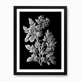 Thyme Leaf Linocut 3 Art Print