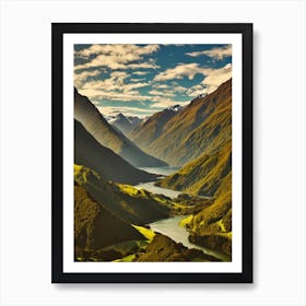 Fiordland National Park 2 New Zealand Vintage Poster Art Print