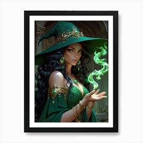 Witch In A Green Hat 1 Art Print