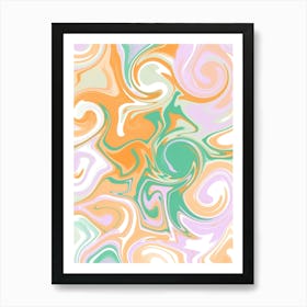 Swirly Pastel Colored Fluid Art Poster Art Print