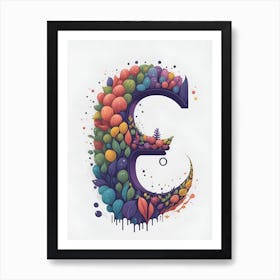 Colorful Letter E Illustration 32 Art Print