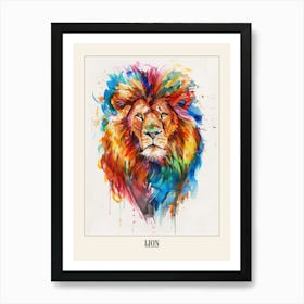 Lion Colourful Watercolour 4 Poster Art Print