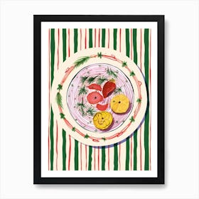 A Plate Of Oranges, Top View Food Illustration 1 Art Print