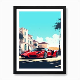 A Ferrari Enzo In The French Riviera Car Illustration 1 Art Print