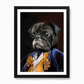 Aristocrats Pug Greg Pet Portraits Art Print