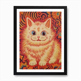 Louis Wain, Kaleidoscope Cat Pink And Orange 2 Art Print