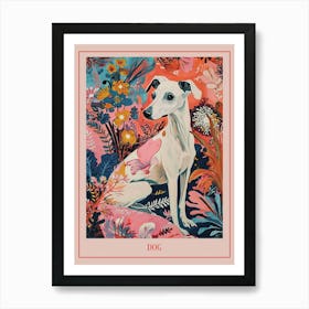 Floral Animal Painting Dog 1 Poster Art Print