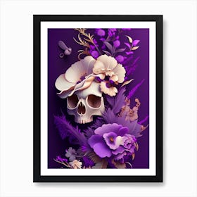 Animal Skull Purple 1 Vintage Floral Art Print