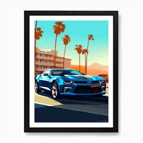 A Chevrolet Camaro In French Riviera Car Illustration 3 Art Print