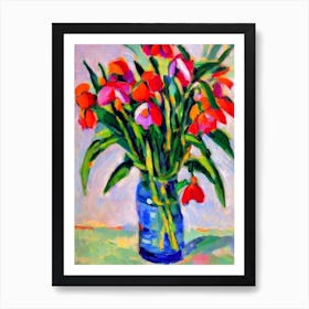 Snowdrop Floral Abstract Block Colour 1 Flower Art Print