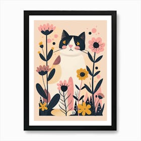 Cat In Flowers 5 Art Print