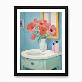 A Vase With Poppy, Flower Bouquet 1 Art Print