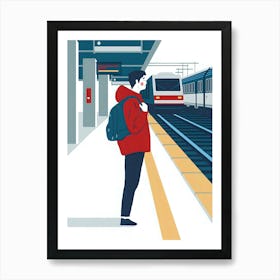 Train Station Illustration Art Print