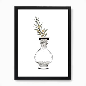 Olive Branch In Vase Simple Art Print