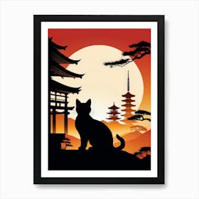 Japan Cat Art 12 Art Print