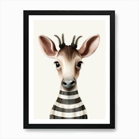 Watercolour Jungle Animal Baby Okapi 2 Art Print