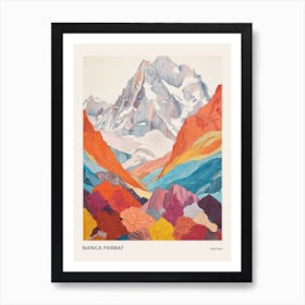 Nanga Parbat Pakistan 3 Colourful Mountain Illustration Poster Art Print