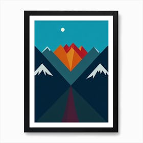 Shymbulak, Kazakhstan Modern Illustration Skiing Poster Art Print