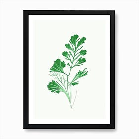 Cilantro (Coriander Leaf) Spices And Herbs Minimal Line Drawing 1 Art Print