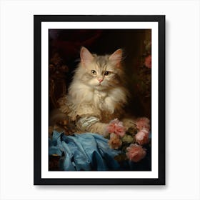 Cat In Medieval Robes Rococo Style  7 Art Print
