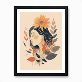 Bloom Body Woman Neutral Colours Boho Style 9 Art Print