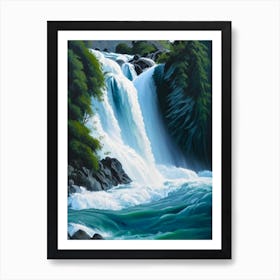 Huka Falls, New Zealand Peaceful Oil Art 1 (1) Art Print