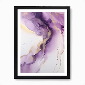 Purple, White, Gold Flow Asbtract Painting 2 Art Print