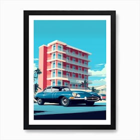 A Jaguar E Type In French Riviera Car Illustration 1 Art Print