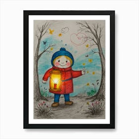 Little Girl With Lantern Art Print