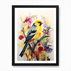 Bird Painting Collage American Goldfinch 3 Art Print