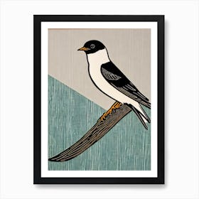 Barn Swallow 2 Linocut Bird Art Print