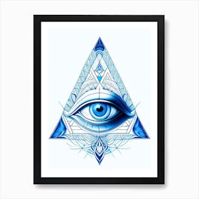 Pineal Gland, Symbol, Third Eye Blue & White 7 Art Print